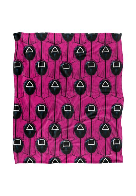 Netflix Squid Game Pink Guards Pattern Officially Licensed Silky Touch Super Soft Throw Blanket 152 x 127 cm in White - image 1