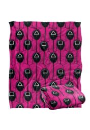 Netflix Squid Game Pink Guards Pattern Officially Licensed Silky Touch Super Soft Throw Blanket 152 x 127 cm in White - thumbnail 2