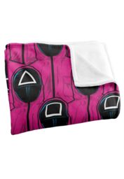 Netflix Squid Game Pink Guards Pattern Officially Licensed Silky Touch Super Soft Throw Blanket 152 x 127 cm in White - thumbnail 3