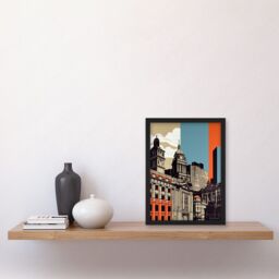 Artery8 Leeds Modern Colour Block Cityscape Illustration Artwork Framed Wall Art Print A4 in Black - thumbnail 2