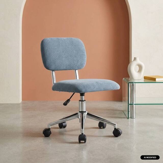 sweeek Children's office chair height-adjustable with castors & chenille in Blue - image 1