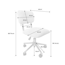 sweeek Children's office chair height-adjustable with castors & chenille in Blue - thumbnail 5