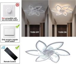 Garwarm Modern Dimmable LED Ceiling Fans with Lamps, 78 cm Black in White - thumbnail 9