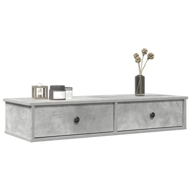 Berkfield Home Wall Shelf with Drawers Concrete Grey 100x37.5x19 cm Engineered Wood - image 1