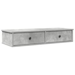 Berkfield Home Wall Shelf with Drawers Concrete Grey 100x37.5x19 cm Engineered Wood - thumbnail 2