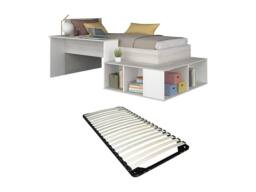 Vente-unique Combination Bed 90 X 200 Cm With Storage & Desk - Natural & White in Light Oak - Size: Single - thumbnail 8