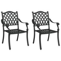 Berkfield Home Garden Chairs 2 pcs Black Cast Aluminium - thumbnail 2