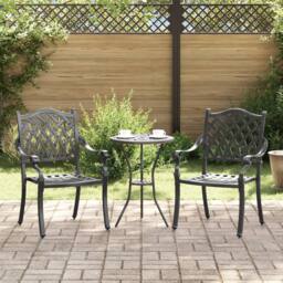 Berkfield Home Garden Chairs 2 pcs Black Cast Aluminium - thumbnail 1