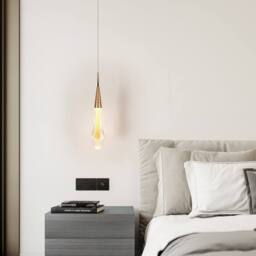 Goeco LED Chandelier 3W, Modern Teardrop Shape Crystal Pendant Light, 3000K in Gold - thumbnail 6