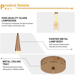 Goeco LED Chandelier 3W, Modern Teardrop Shape Crystal Pendant Light, 3000K in Gold - thumbnail 5