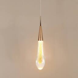 Goeco LED Chandelier 3W, Modern Teardrop Shape Crystal Pendant Light, 3000K in Gold - thumbnail 1