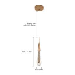 Goeco LED Chandelier 3W, Modern Teardrop Shape Crystal Pendant Light, 3000K in Gold - thumbnail 4