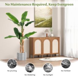 Gymax 165CM Tall Artificial Banana Tree Greenery Potted Plant 10 Large Leaves in Green - thumbnail 5