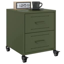 Berkfield Home Bedside Cabinets 2 pcs Olive Green 36x39x43.5 cm Steel - thumbnail 2