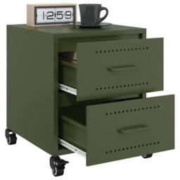 Berkfield Home Bedside Cabinets 2 pcs Olive Green 36x39x43.5 cm Steel - thumbnail 4