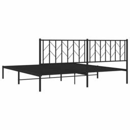 Berkfield Home Metal Bed Frame without Mattress with Headboard Black 193x203cm - Size: 193x203 cm - thumbnail 8