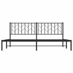Berkfield Home Metal Bed Frame without Mattress with Headboard Black 193x203cm - Size: 193x203 cm - thumbnail 6