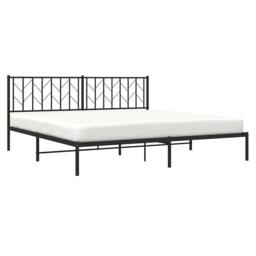 Berkfield Home Metal Bed Frame without Mattress with Headboard Black 193x203cm - Size: 193x203 cm - thumbnail 5
