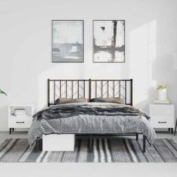 Berkfield Home Metal Bed Frame without Mattress with Headboard Black 193x203cm - Size: 193x203 cm - thumbnail 1