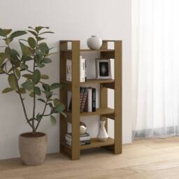 Berkfield Home Book Cabinet/Room Divider Honey Brown 60x35x125 cm Solid Wood - Size: 60 x 35 x 125 cm - thumbnail 6