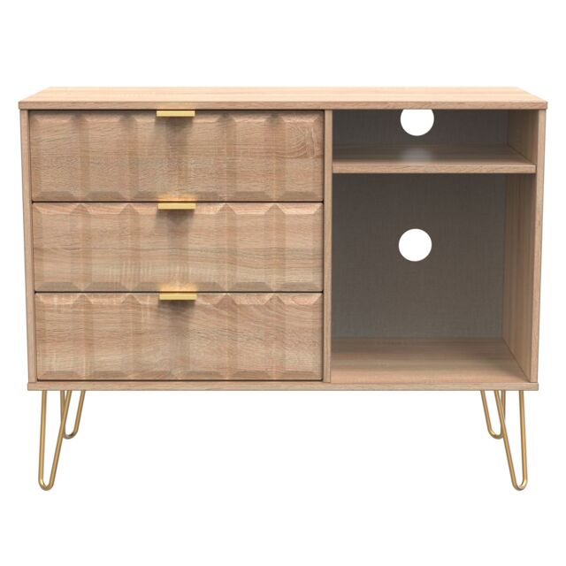 Ready Assembled 2 U Metro 3 Drawer TV Unit (Ready Assembled) in Light Oak - image 1