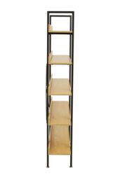 Orsina 5 Tier Light Yellow Shelves & Black Frame Shelf Unit, Bookcase Shelving, Display Unit With Wooden Shelves - thumbnail 3