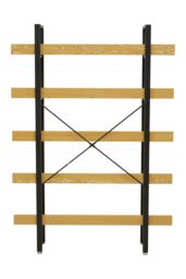 Orsina 5 Tier Light Yellow Shelves & Black Frame Shelf Unit, Bookcase Shelving, Display Unit With Wooden Shelves - thumbnail 2