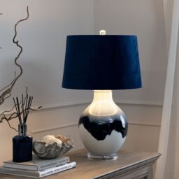 Love Lace Ice Shadows Table Lamp With Navy Blue Lampshade in White - thumbnail 5