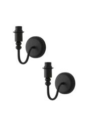 ValueLights Binky Pair of Rechargeable LED Bulb Wall Light Bases in Black - thumbnail 1