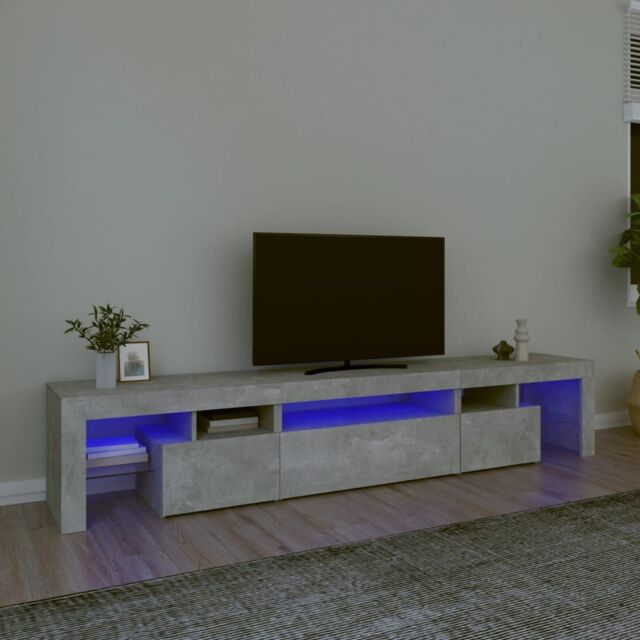 Berkfield Home TV Cabinet with LED Lights Concrete Grey 215x36.5x40 cm - image 1