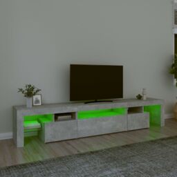 Berkfield Home TV Cabinet with LED Lights Concrete Grey 215x36.5x40 cm - thumbnail 4