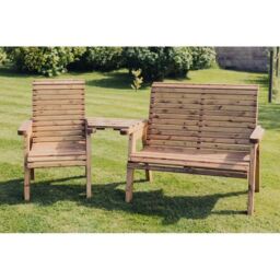 Churnet Valley Garden Furniture Ltd Valley Trio Set - Timber - Fully Assembled - Set of Cushions Inc in Brown - thumbnail 3