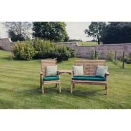 Churnet Valley Garden Furniture Ltd Valley Trio Set - Timber - Fully Assembled - Set of Cushions Inc in Brown - thumbnail 4