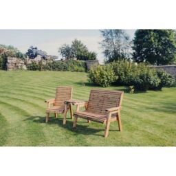 Churnet Valley Garden Furniture Ltd Valley Trio Set - Timber - Fully Assembled - Set of Cushions Inc in Brown - thumbnail 2
