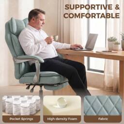 HOMCOM Big & Tall Office Chair with Lumbar Support, Light Blue - thumbnail 6