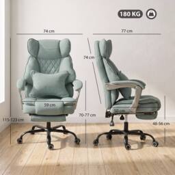 HOMCOM Big & Tall Office Chair with Lumbar Support, Light Blue - thumbnail 3