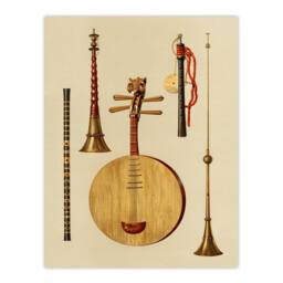 Artery8 William Gibb Framed Wall Art Traditional Japan Musical Instruments in Beige - Size: A4 - thumbnail 3