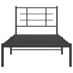 Berkfield Home Metal Bed Frame without Mattress with Headboard Black 90x200cm - Size: 90x200 cm - thumbnail 5