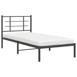 Berkfield Home Metal Bed Frame without Mattress with Headboard Black 90x200cm - Size: 90x200 cm - thumbnail 4