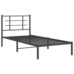 Berkfield Home Metal Bed Frame without Mattress with Headboard Black 90x200cm - Size: 90x200 cm - thumbnail 3