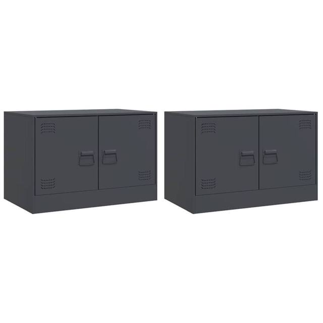 Berkfield Home TV Cabinets 2 pcs Anthracite 67x39x44 cm Steel in Dark Grey - Size: 67 x 39 x 44 cm - image 1