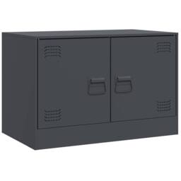 Berkfield Home TV Cabinets 2 pcs Anthracite 67x39x44 cm Steel in Dark Grey - Size: 67 x 39 x 44 cm - thumbnail 5