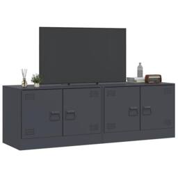 Berkfield Home TV Cabinets 2 pcs Anthracite 67x39x44 cm Steel in Dark Grey - Size: 67 x 39 x 44 cm - thumbnail 4