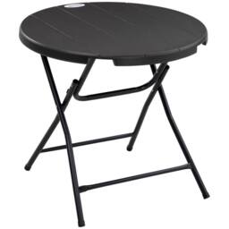 OUTSUNNY Round Garden Dining Table for 4, Foldable Outdoor Table for Garden in Dark Grey - thumbnail 2