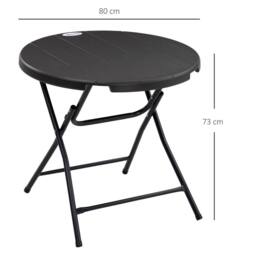 OUTSUNNY Round Garden Dining Table for 4, Foldable Outdoor Table for Garden in Dark Grey - thumbnail 3
