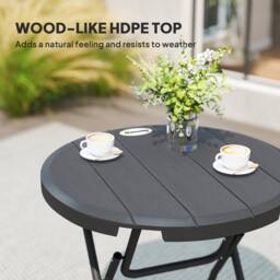 OUTSUNNY Round Garden Dining Table for 4, Foldable Outdoor Table for Garden in Dark Grey - thumbnail 6