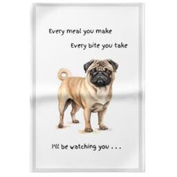 Animal Crackers Dog Tea Towel With 'Watching You' Funny Wording - Pug in White - thumbnail 3