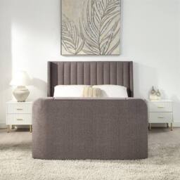 Home Source Ottoman King Size Storage Smart TV Bed Frame TV Footboard Upholstered in Grey - thumbnail 7