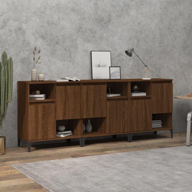 Sideboards 3 pcs Brown Oak 60x35x70 cm Engineered Wood - image 1