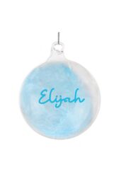Personalised Memento Company Personalised Blue Feather Bauble in Clear